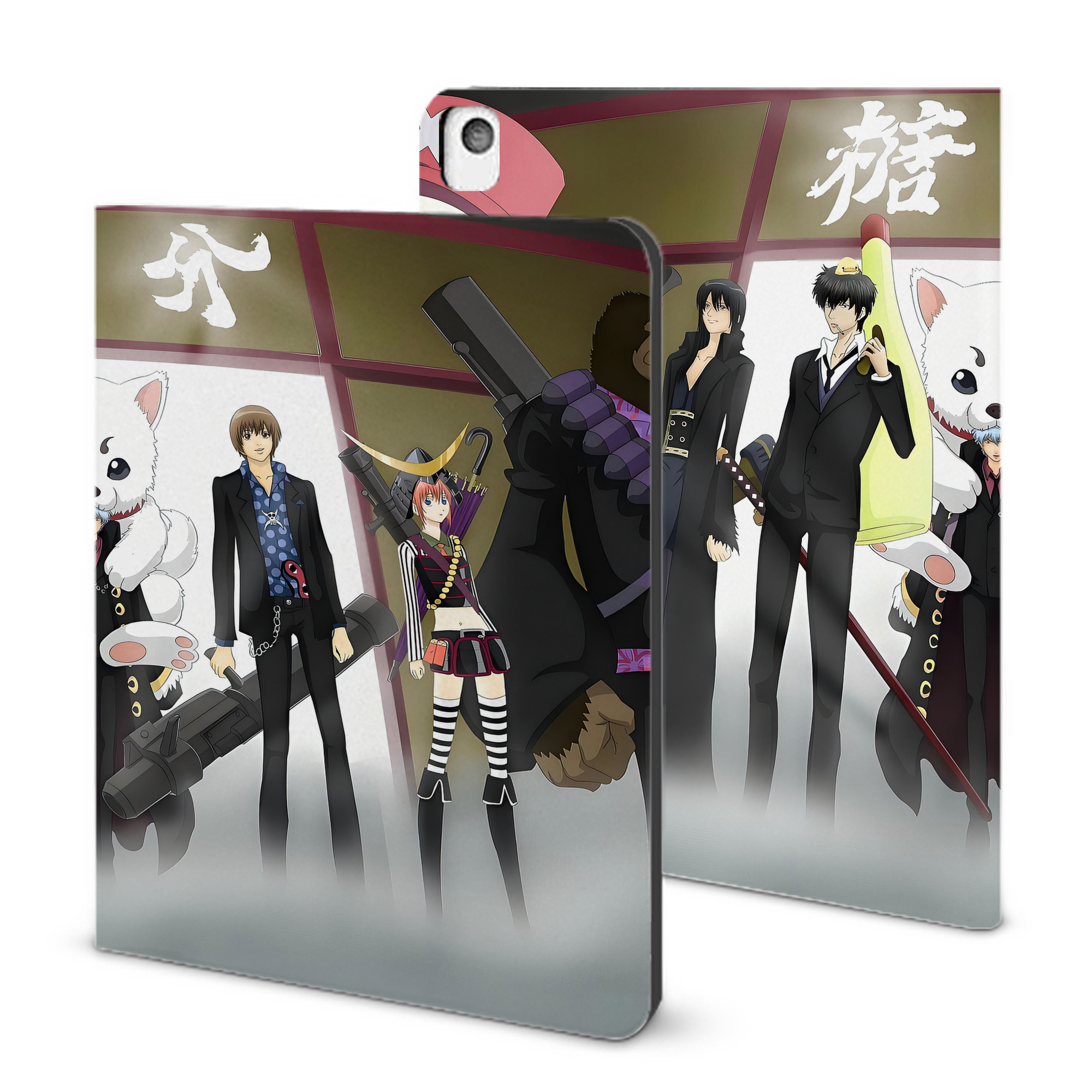 （画像用） ぎんたま 坂田銀時（さかたぎんとき） 神楽 志村新八（しむら しんぱち） GINTAMA Sakata Gintoki Kagura Shimura Shinpachi IPadケース ペンホルダー付き ブックスタイルデザイン